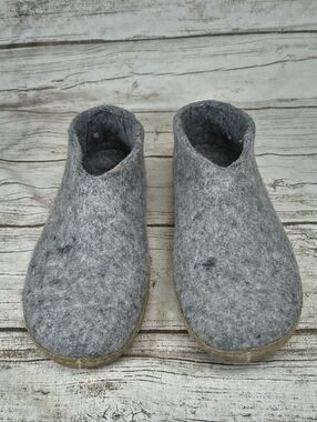 Glerups Grey Felted Wool Slippers Size 46
